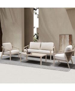 Cosma Salotto Tijuana 2 posti con cuscini beige - Struttura alluminio moderno 180x78x83