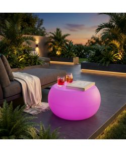 Dorado Tavolino Luminoso Rosa 68x68 cm in Plastica con Ricarica USB