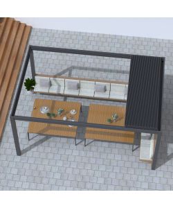 Pergola Bioclimatica Retrattile Motorizzata 4x4 Grigio Scuro Alluminio