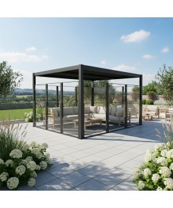 FRANGIVENTO IN VETRO ELEVABILE ANTRACITE 90x10x110/180 cm MANUALE