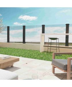 FRANGIVENTO IN VETRO ELEVABILE ANTRACITE 90x10x110/180 cm MANUALE