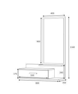 Effezeta Italia - Mobile ingresso Joy cemento con specchio - 80x35x116H cm - Pratico e funzionale