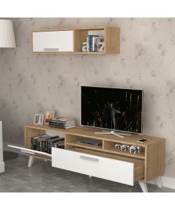 Porta tv Slim D2306TV180M109 rovere bianco 180x35x47h
