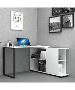 Scrivania con libreria Oslo bianca 120x60 cm.