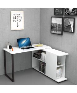 Scrivania con libreria Oslo bianca 120x60 cm.
