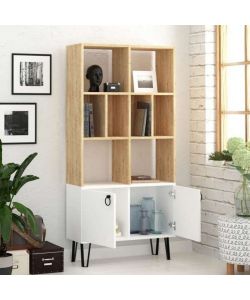 Libreria Bene con ante rovere bianco