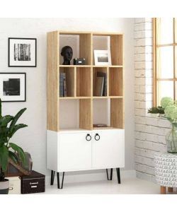 Libreria Bene con ante rovere bianco