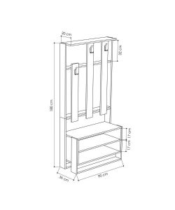 Effezeta Italia Mobile Ingresso Chester Noce 90x36x180 cm - Mobili Ingresso - 3 Ganci Appendiabiti - 2 Mensoline - Vano a Giorno