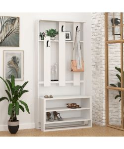 Effezeta Italia - Mobile ingresso Chester bianco 90x36x180 cm - Mobili ingresso con 3 ganci e 2 mensole