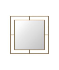 Specchio quadrato Corner con doppia cornice in metallo oro
