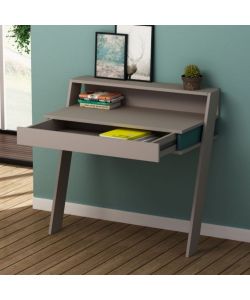 Scrivania da parete Cowork tortora con cassetto 94 cm.
