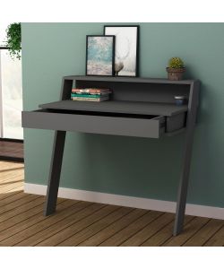Scrivania da parete Cowork antracite con cassetto 94 cm.