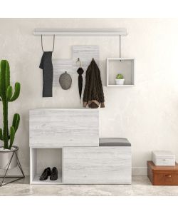 Effezeta - Mobile Ingresso Scarpiera Bianco Vintage Holdon - 120x36,5x87,5h