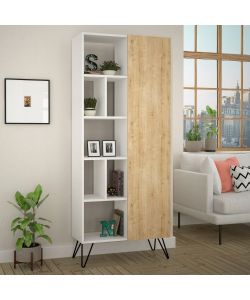 Libreria Jedda bianca con anta rovere 80,6x191