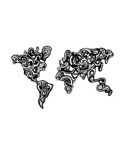 Cornice decorativa Tribal metallo nero mappa continenti