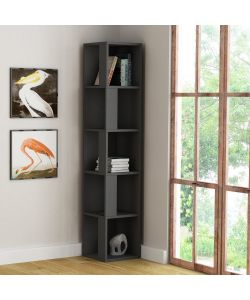 Libreria angolare Piano antracite 5 ripiani 31,4x31,4x158,9