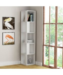Libreria angolare Piano bianca 5 ripiani 31,4x31,4x158,9