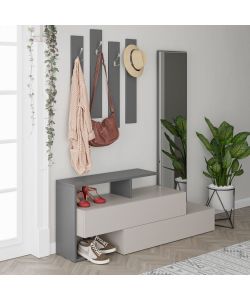 Effezeta Mobile Ingresso Ramda Tortora Antracite con Specchio - 137x35x154 cm - Mobili Ingresso di Qualit