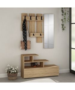 Effezeta Mobile Ingresso Vesty Rovere Oak con Scarpiera e Specchio - 100x30x122 cm - Design Moderno e Funzionale