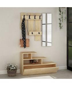 Effezeta Mobile Ingresso Vesty Rovere Oak con Scarpiera e Specchio - 100x30x122 cm - Design Moderno e Funzionale