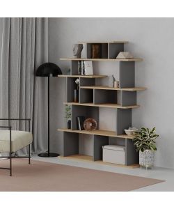 Libreria design Apollon rovere e antracite