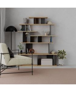 Libreria design Apollon rovere e antracite
