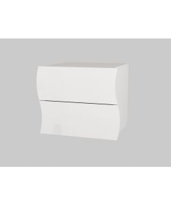 Web Furniture Comodino 2 Cassetti Onda Bianco Lucido - Design Italiano - 41,3x50x40 cm