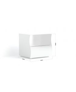 Web Furniture Comodino 2 Cassetti Onda Bianco Lucido - Design Italiano - 41,3x50x40 cm