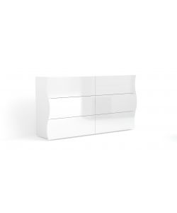 Web Furniture Com Onda 6 Cassetti Orizzontali Bianco Lucido - Design Italiano - 81,8h x 155,1L x 40P cm