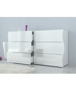 Web Furniture Com Onda 6 Cassetti Orizzontali Bianco Lucido - Design Italiano - 81,8h x 155,1L x 40P cm
