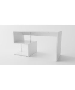 Web Furniture Scrivania Esse Bianco Lucido 140 cm - Design Moderno