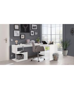 Scrivania Esse Angolare Design Moderno Bianco Lucido
