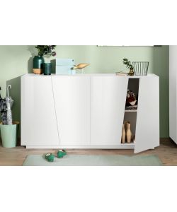Credenza Vega Moderna 4 Ante 160 Battente Bianco Lucido