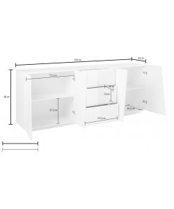 Web Furniture Credenza Vega Ardesia - Design Moderno 220cm