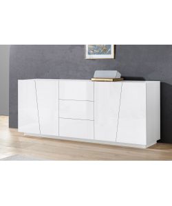 Credenza VEGA moderna 4 ante battente 3 cassetti bianco lucido