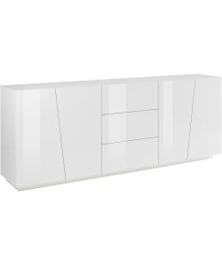 Credenza VEGA moderna 4 ante battente 3 cassetti bianco lucido