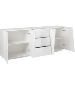 Credenza VEGA moderna 4 ante battente 3 cassetti bianco lucido