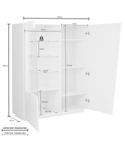Web Furniture Vetrina VEGA Bianco Lucido - Design Moderno e Funzionale
