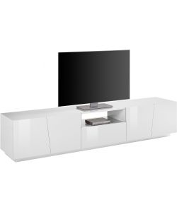 Mobile Porta TV Design 4 Ante Vano Cassetto Scorrevole Bianco Vega Low XL