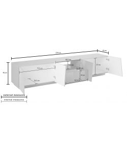 Mobile Porta TV Design 4 Ante Vano Cassetto Scorrevole Bianco Vega Low XL