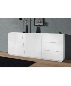 Credenza Vega Moderna 2 Ante Battente 3 Cassetti 180 Bianco Lucido