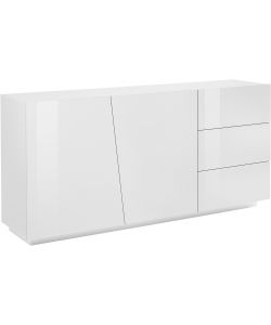 Credenza Vega Moderna 2 Ante Battente 3 Cassetti 180 Bianco Lucido