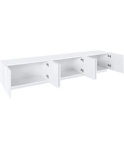 Web Furniture Porta TV PING 240 cm Bianco Lucido Moderno con 6 Porte
