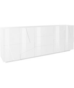Web Furniture Credenza Moderna 4 Ante 3 Cassetti Bianco Lucido 220 cm