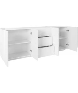Web Furniture Credenza Moderna 4 Ante 3 Cassetti Bianco Lucido 220 cm