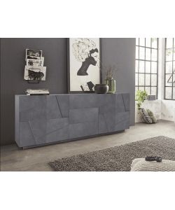 Web Furniture Credenza PING 220 cm Grigio Ardesia 4 Ante 3 Cassetti