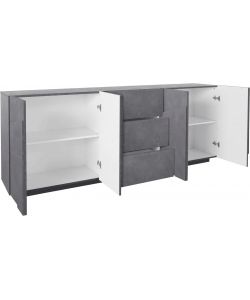 Web Furniture Credenza PING 220 cm Grigio Ardesia 4 Ante 3 Cassetti