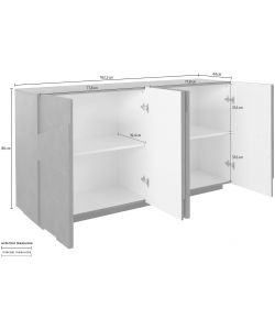 Credenza Ping Moderna 4 Ante Battente Ardesia