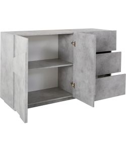 Credenza Ping Moderna 2 Ante Battente 3 Cassetti Cemento