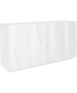 Credenza Ping Moderna 4 Ante Battente Bianco Lucido